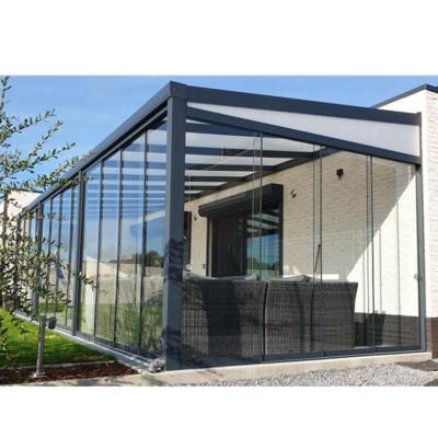 China Modern Polycarbonate Alu Veranda Profiles Easily Assembled Aluminum Veranda With Glass Sliding Door for sale