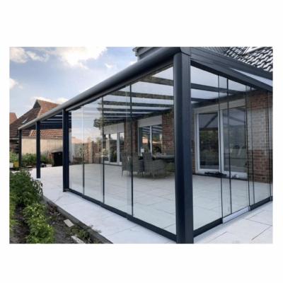 China Conservatory Terrassendach Aluminum Glass Sliding Door System Waterproof In RAL 7016M Color for sale