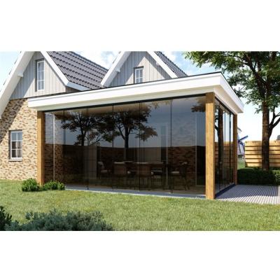 China Frameless Aluminum Glass Windproof Sliding Terrace Door Wall System For Louvered Pergola, Balcony Veranda, Sunrooms for sale