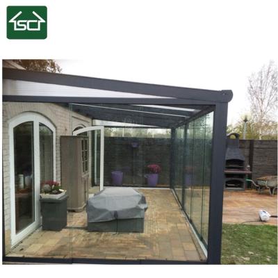 China Windproof glass sliding wall and sliding glass door for patio aluminum roof for sale