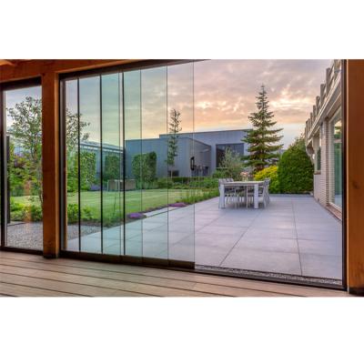 China Windproof Glass Sliding Door Wall System For Wooden Garden Room Veranda for sale