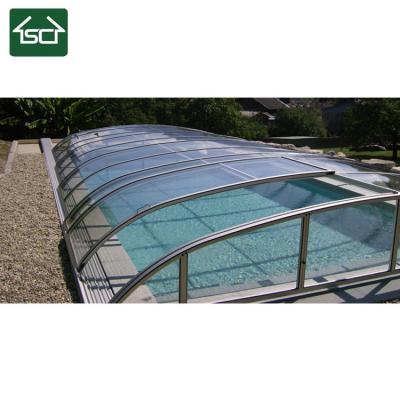 China Fixed Or Telescopic Polycarbonate Pool Cover With Durable Aluminum Frame Design for sale