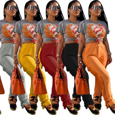 China New Arrival Anti-pilling High Waist Tassels Ladies Casual Pants Split Street Wear Winter Women Long Trousers for sale