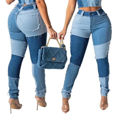 China New Arrival Skinny Patchwork Ladies QUICK DRY Pants Denim High Top Plus Size Autumn Women Jeans for sale