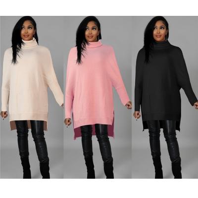 China New Arrival Ladies Anti-Shrink Sweaters Long Sleeve Plush Winter Warm Women's Long High Collar Sweater for sale