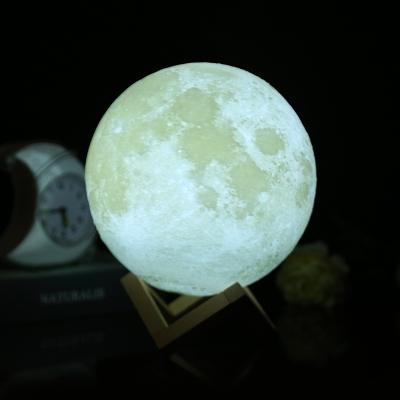 China Modern best selling led night light 15cm 3 color touch switch 3d printing light 3d moon lamp for sale