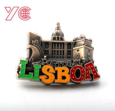 China Shape Cool Zinc Alloy Metal Fridge Magnet For Portugal Lisbon City Fish Bus Features Tourist Souvenir for sale