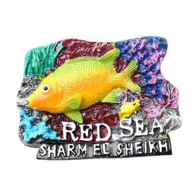 China Fashion Customized Resin Fridge Magnet Sharm Sublimation Souvenir 3D EL Sheikh Fish Fridge Magnet for sale