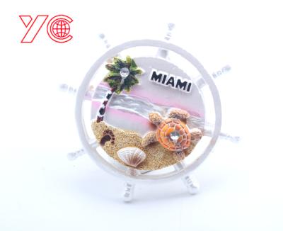 China Shape decorate&promotional beach item Maimi tourist souvenirs with 3d logo resin fridge magnet for sale for sale