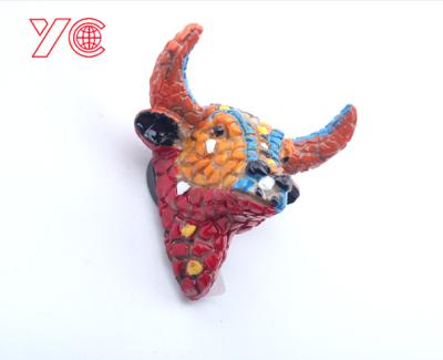 China Shape 3D Polyresin Mosaic Cow Key Fridge Magnet Spain Souvenir Magnet for sale