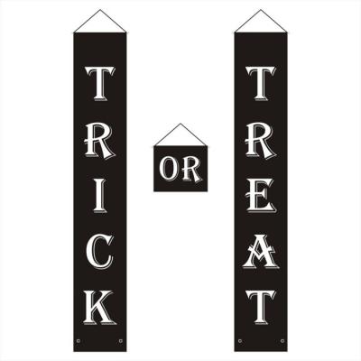 China Custom Printing Hanging Trick Or Treat Halloween Door Banner Fabric Couplets Porch Sign for sale