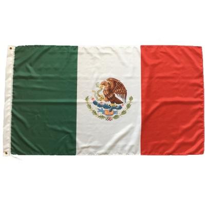 China Cheap Wholesale 3ft x 5ft Mexican Flag FLYING Banner in Stock FT Polyester Printed 3x5 Flag Mexico for sale