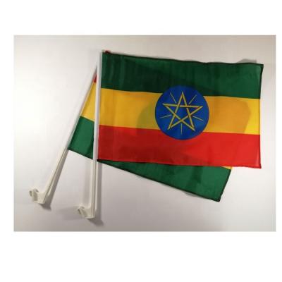 China Ethiopian Car Flag Custom Cheap Small Size Outdoor Advertising Display National Advertising for sale