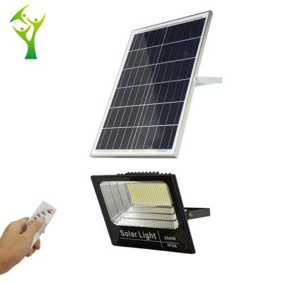 China Multifunctional Aluminum Die Casting Remote Control Light + Timing Emergency Charging 200W Outdoor LED Solar Floodlight for sale