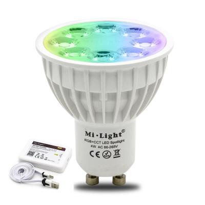 China 2.4G RF Remote or APP WIFI Control High Quality 2.4GHz RGB CCT Mi.Light FUT103 Smart Led Light Smart Bulb GU10 for sale