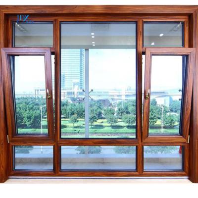 China Residential Tilt And Turn Swing Window Fluorocarbon Coating Tilt Window Magnetic Windproof Swing Window With Stopper for sale