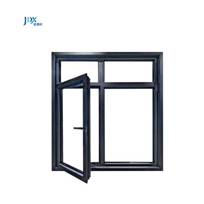 China North American French Hot Selling Folding Screen Window Inward Outward Opening Double Stained Glass Double Black Aluminum Casement Windows for sale