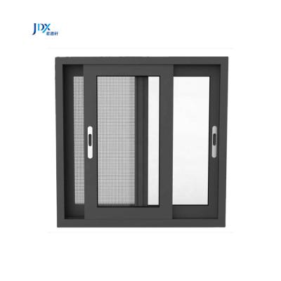 China Folding Screen Soundproof Double Glazed Insulated Aluminum Down Sliding Window Aluminum Sliding Windows With Security Grille for sale