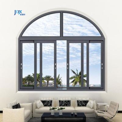 China Customized Sliding Colors Windproof Powder Coated Arch Top 36 x 48 Sliding Window Frame Aluminum Sliding Window for sale