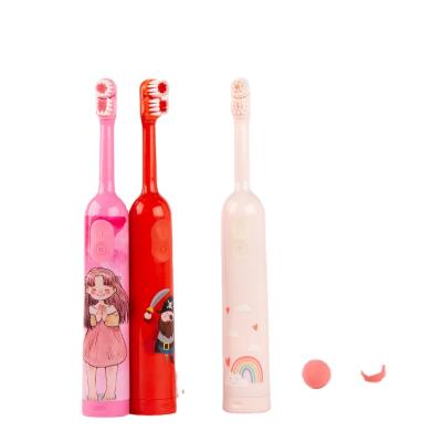 China Battery Operated Double Brush Head Design IPX6 Waterproof Customized Pattern Kids Powered Toothbrush For 3 Years Above for sale