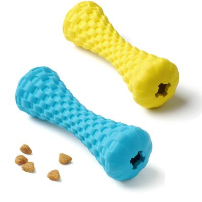 China 2021 Viable Squeaky Medium Natural Rubber Nylon Dog Bone Dog Toy Dispenser for sale