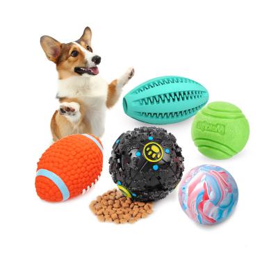 China Kinyu Dog Toy Viable Oval Pet Dog Products Rubber Chew Toy IQ Treat Ball Dog Food Dispenser Toy For Teeth Cleaning for sale