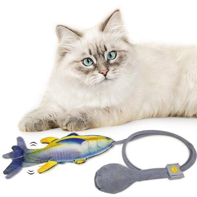 China Kinyu Stimulation Floppy Disc Plush Stuffed Toy Lifelike Moving Interactive Realistic Simulation Cat Fish Toy With Catnip for sale