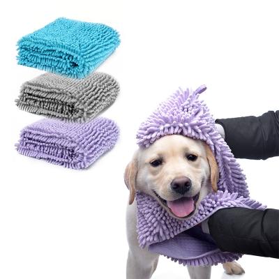 China Manufacturer Wholesale Thick Summer Viable Bath Drying Dry Cat Pet Towel Chenille Easy Microfiber Dog Drying Towel for sale