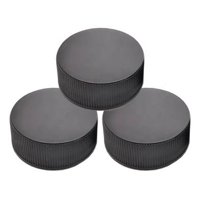 China Non Spill Supplier Customized 44 Mm Round Lid Capsule 44/400 Black Ribbed Screw Cap for sale