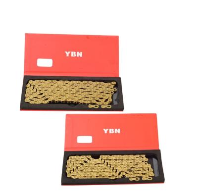 China Aluminum Alloy Taiwan YBN Bicycle Chain 10 Speed ​​11 Speed ​​Gold Semi-hollow Chain for sale