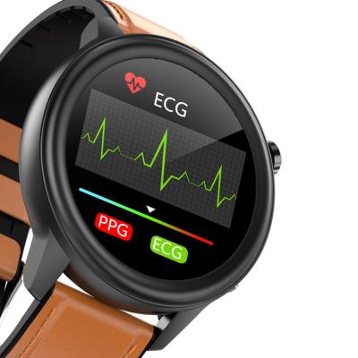 China Leather Touch Screen Wristband Gents Manufacturer Logo Customize IP68 Fitness Heart Rate Oxygen ECG BP luxary Waterproof Watches For Men for sale