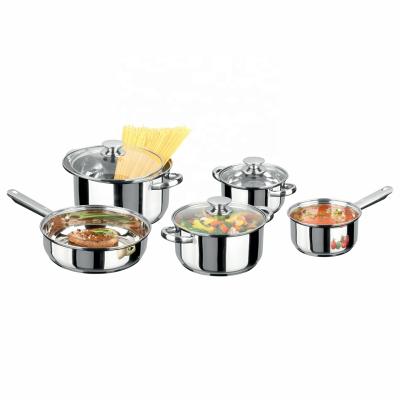 China Low price durable cavity handle stainless steel pot cookware set induction cooking pots for sale