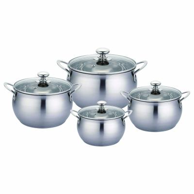 China Sustainable Hot Sale 8PCS Stainless Steel Cookware Set Household Induction Cooking Pots Cookware Set for sale