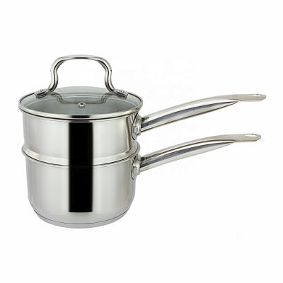 China 2 Layers Stainless Steel Pan Sustainable Milk Pot Steamer And Cooking Pot for sale