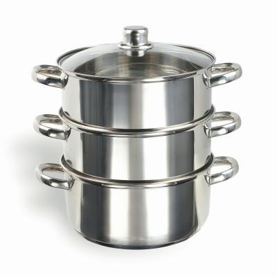 China Hot Selling Sustainable 3 Layers Stainless Steel Steamer Pot Food Steamer Pot Set Cooking Pots for sale