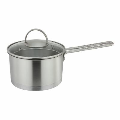 China 2021 Popular Stainless Saucepan High Quality Milk Pot Cookware Viable With Strainer Lid for sale