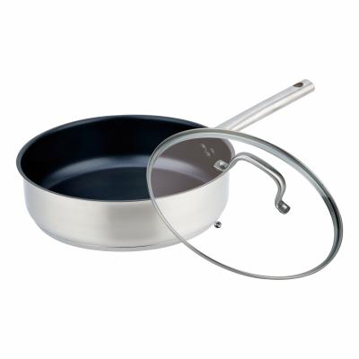 China SS Core Tube To Handle Stainless Steel Non-Stick Cooking Deep Fryer Pan With Glass Lid for sale