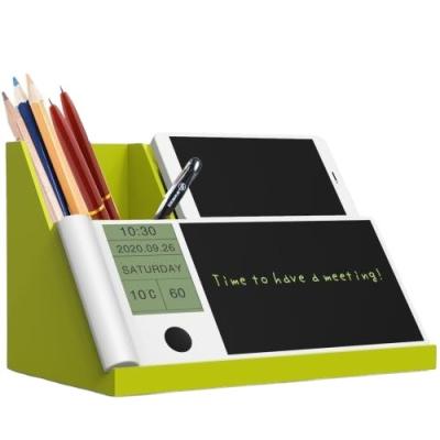 China Fashionable Multifunctional Calendar Pen Container Plastic Pen Holder with LCD Writing Tablet Calendar Alarm Clock Pen Holder for Office for sale