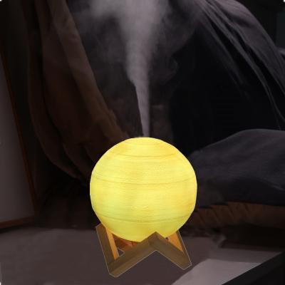 China Car New Arrival Moon Lamp Humidifier 800Ml Led Light Humidifier 8 Planets Aromatherapy Diffuser With Wooden Base Mini Air Humidifier for sale