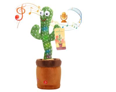 China Custom USB Plush Toys Cactus Plush Toy PP Cotton Singing Creative Talking Filling Dance Rechargeable Electric Cactus Plush Toy for sale