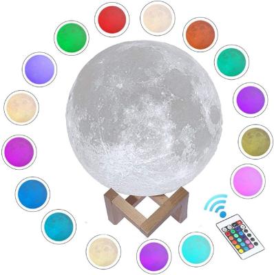 China 16 Colors 3D Moon Lamp AAA Battery Kids Night Light 15CM LED Modern Moon Light With Remote Control Customized Multifunctional Moon Lamp for sale