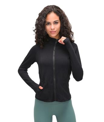 China Breathable Flexible Active Wear Women Long Sleeve Gym Yoga Top With Thumb Holes Yoga Jacket for sale