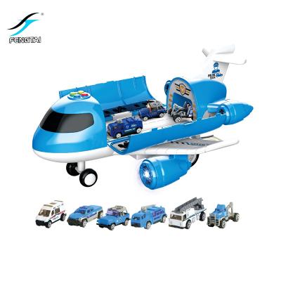 China Cartoon airplane model aircraft carrier can carry die-cast model car toy with sound and light for sale