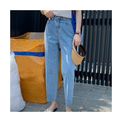 China New early autumn casual simple nine-point high-waist breathable pants women's straight-leg jeans for sale