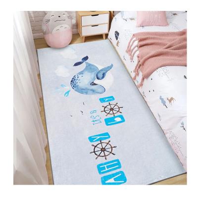 China Washable Soft Blue Whale Kids Play Rug Durable Play Mat Floor Mat For Bedroom for sale