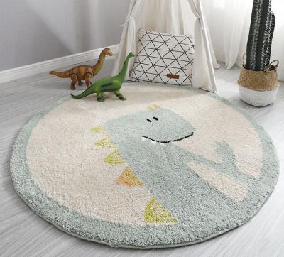 China Round Shape Washable Soft Skin Friendly Shaggy Printed Kids Play Mat Area Rug for sale