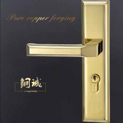 China Hotel bedroom decorative door cylinder key solid brass plate handles door lock for villa for sale