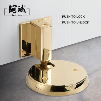 China 3M Sticker Strong Magnetic Modern Invisible Door Suction Floor Door Stopper Solid Brass Bracket for sale