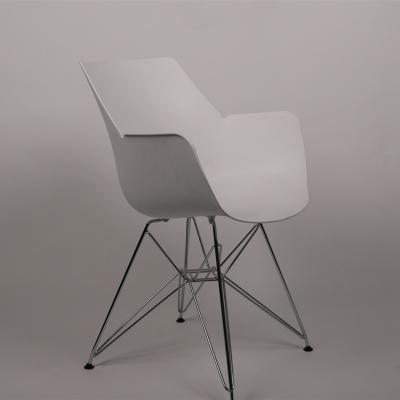 China High Back High Quality Plastic Dining Chair With Metal Legs Armrest Chair for sale