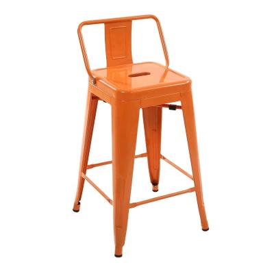 China High industrial cheap modern nordic glossy orange metal bar stool with back for sale